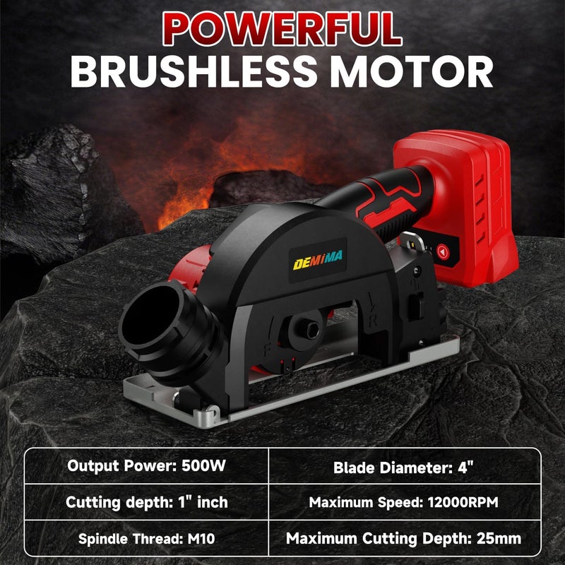 DEMIMA 4" Brushless Cordless Cut-Off Tool Compatible with Milwaukee 18V Battery, 500W mini Saw Up to 12000RPM with 6 Cut Off Wheel, 4" Blades & Base Plate for Metal, Wood, Tile and Plastic (No Battery) - Image 3